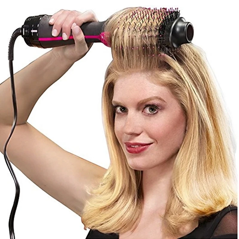1000 Вт один шаг Фен-щетка 2 в 1 отрицательный ион Фен для волос Объемный электрический выпрямитель для волос Горячая воздушная щетка для волос