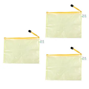 

10" x 6.9" Plastic Gridding A5 Paper File Bag Clear Yellow