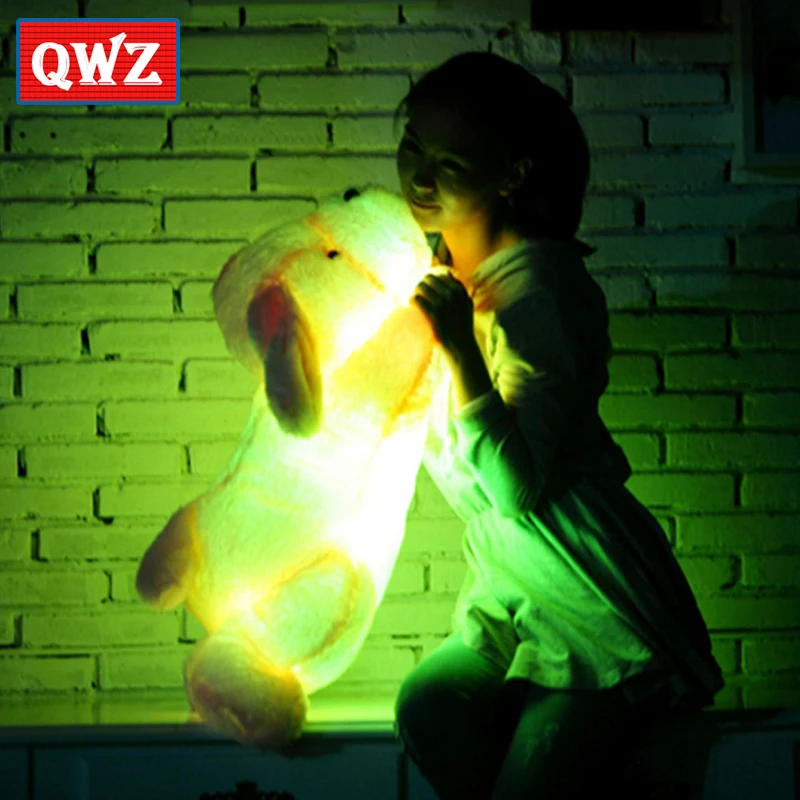 QWZ 50CM Length Creative Night Light LED Lovely Dog Stuffed and Plush Toys for Kids and 4