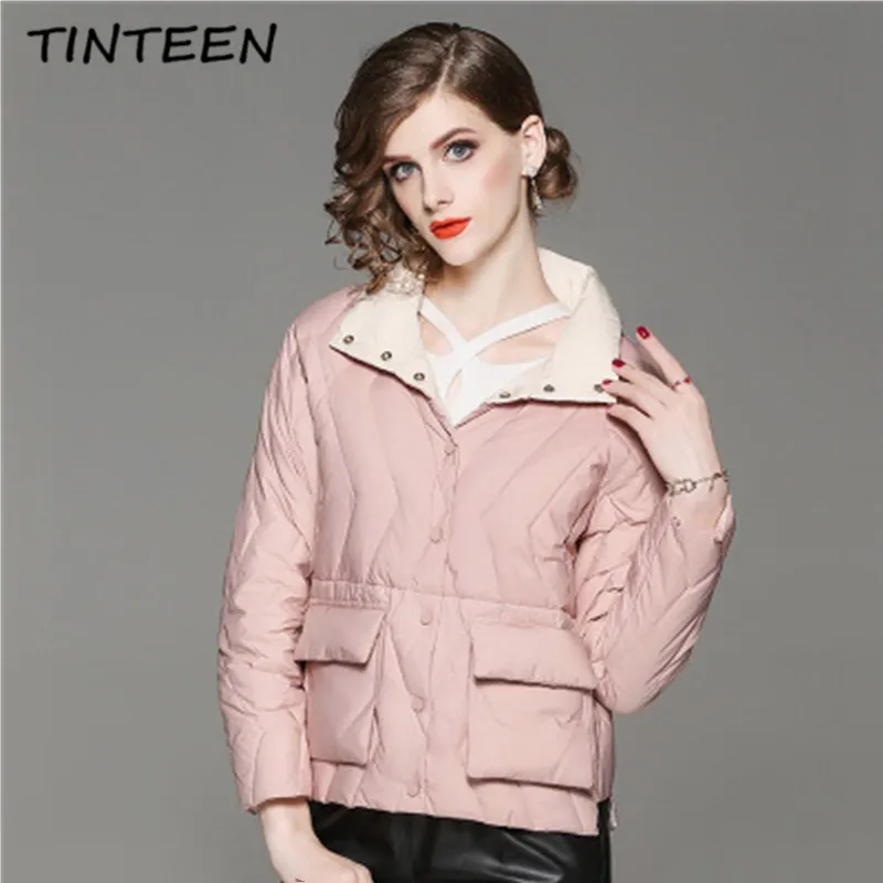 TINTEEN 2018 Новое Женское зимнее пальто мода 90% белый утиный пух хлопковая куртка