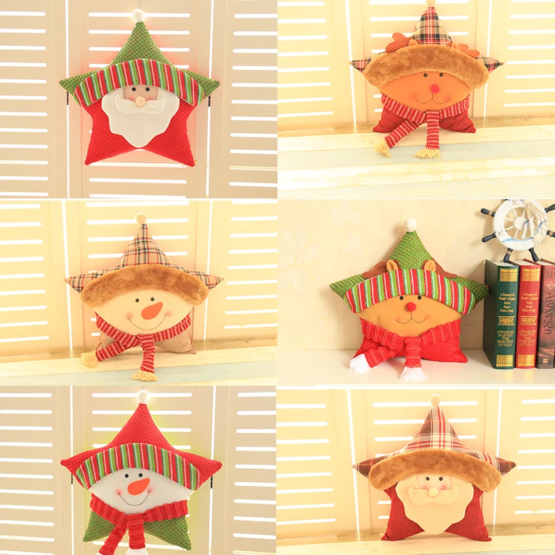 Zilue 1 قطعة/الوحدة عيد الميلاد لوازم الرجل العجوز ثلج النجمة الخماسية وسادة عطلة هدية المنزل مكتب أريكة وسادة زينة