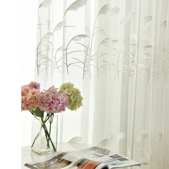 

White Embroidery Bulrush Tulle Curtains for Bedroom Sheer Window Screens Fashion Gauze for Living Room Kitchen Yarn