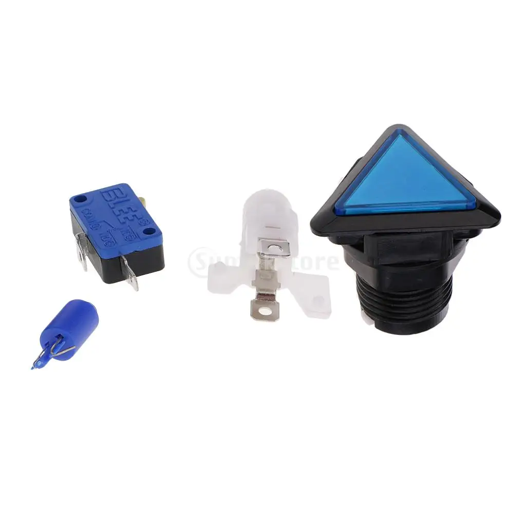 Triangle Arcade Game Machine Push Button with 12V led lamp illuminated 3.9x3.9cm