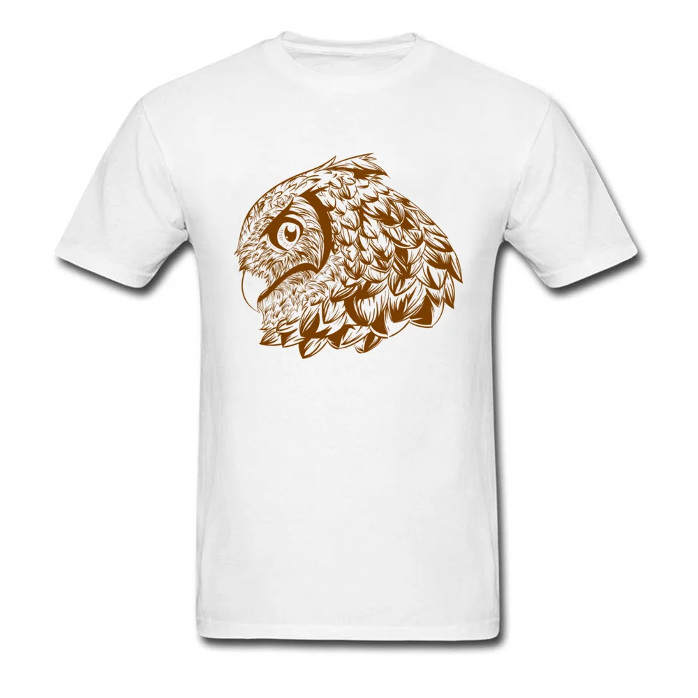 Print OWL Summer Short Sleeve NEW YEAR DAY Tops Shirt Special Crew Neck 100% Cotton Fabric Tee-Shirt Boy T Shirts OWL white