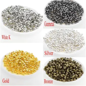 

MIAOCHI Jewelry Findings Diy Stopper Spacer Beads 2mm-4mm Gold/Silver/Bronze Copper Ball Crimp End Beads For Jewelry Making
