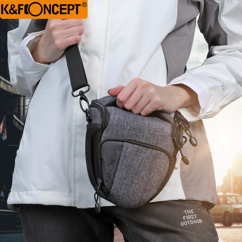 

K&F CONCEPT Waterproof Camera Messenger Bag Blackgrey Small Size Morden Travelling with Rain Cover Hold fit for 1 Camera+Lens
