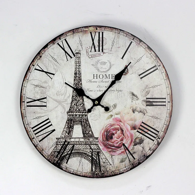 12 lnch Vintage Paris Tower Wall Clock Living Room Restaurant Cafe Wall