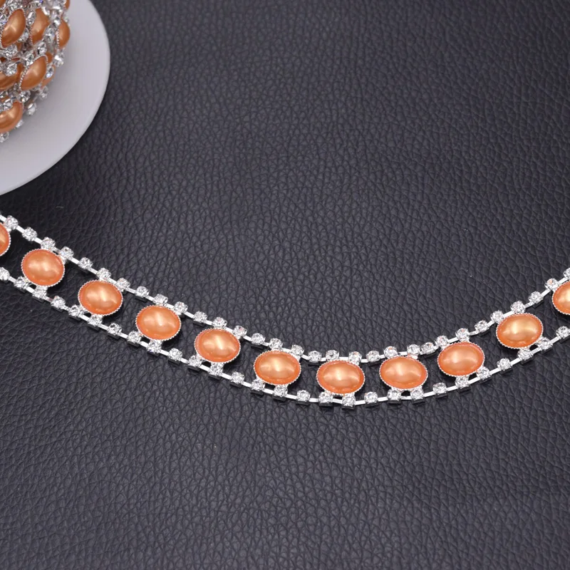 Pearl rhinestone belt patches trimming (6)