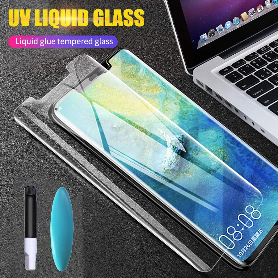 

UV Tempered Glass For Samsung Note 9 8 S9 S8 Plus S7 S6 Edge 5D Full Liquid Glue Screen Protector For Samsung Galaxy S10e Plus