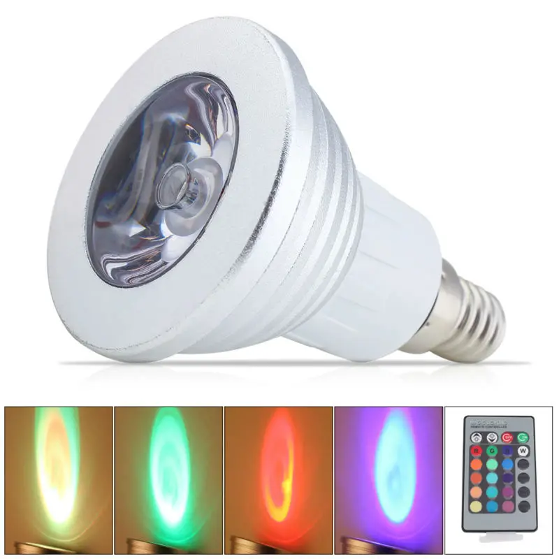 Горячая продажа 3 Вт RGB Светодиодная лампа E14 E27 GU10 более 16 красочных сменных