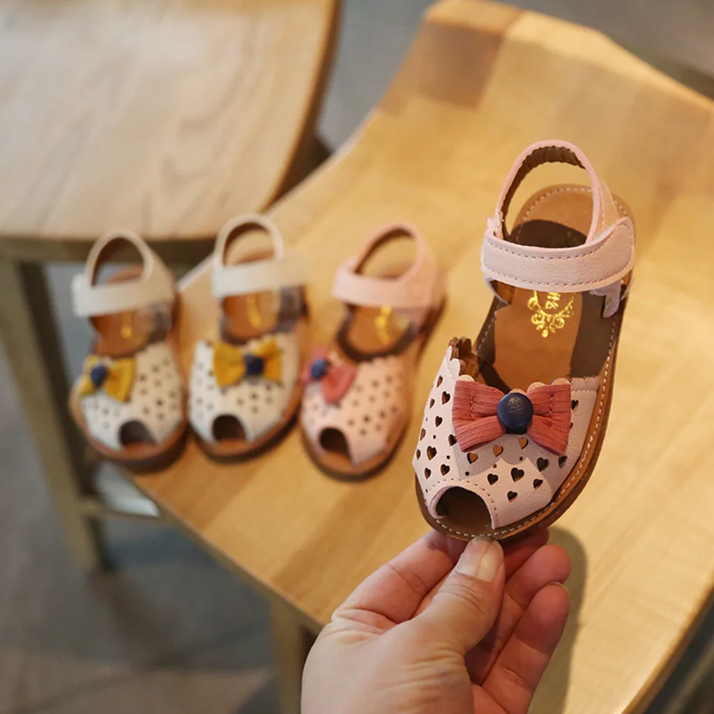 

MUQGEW Summer Infant Kid Baby Girls Bowknot GOOK&LOOP Shoes Flat Heels Casual Sandals toddler girl summer shoes 2019 sandały