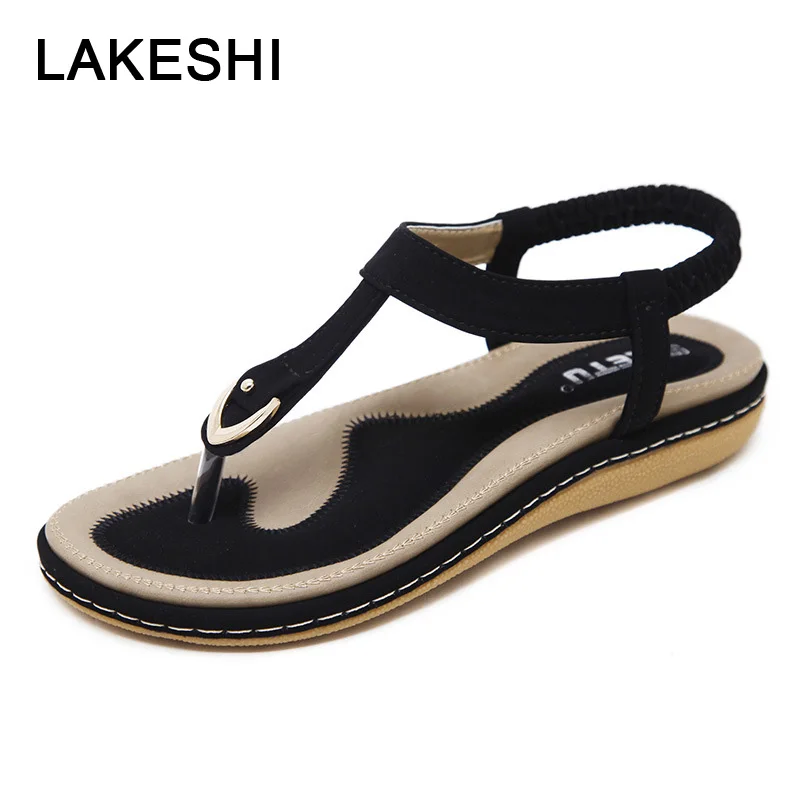 

Bohemia Women Sandals Soft Bottom Women Shoes New Flat Sandals Flip Flops Elastic Band Ladies Shoes Woman Sandalie Plus Size 42