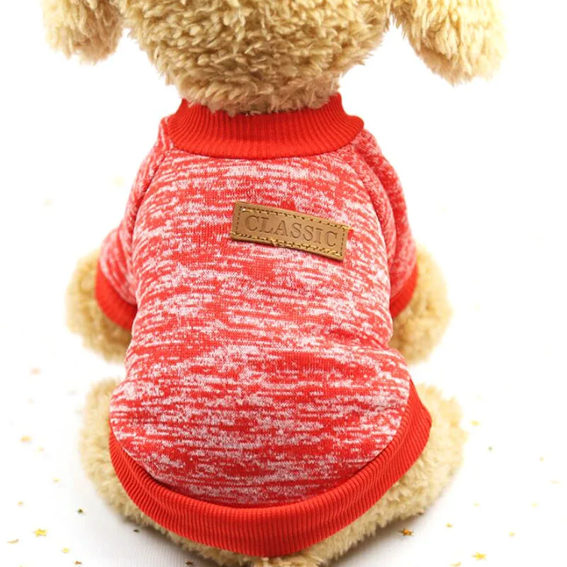 Высокое качество сплошной цвет Собака зима сохраняет тепло джемпер свитер одежда кошка щенок Трикотаж Пальто свободный размер костюм Y295 - Цвет: Красный
