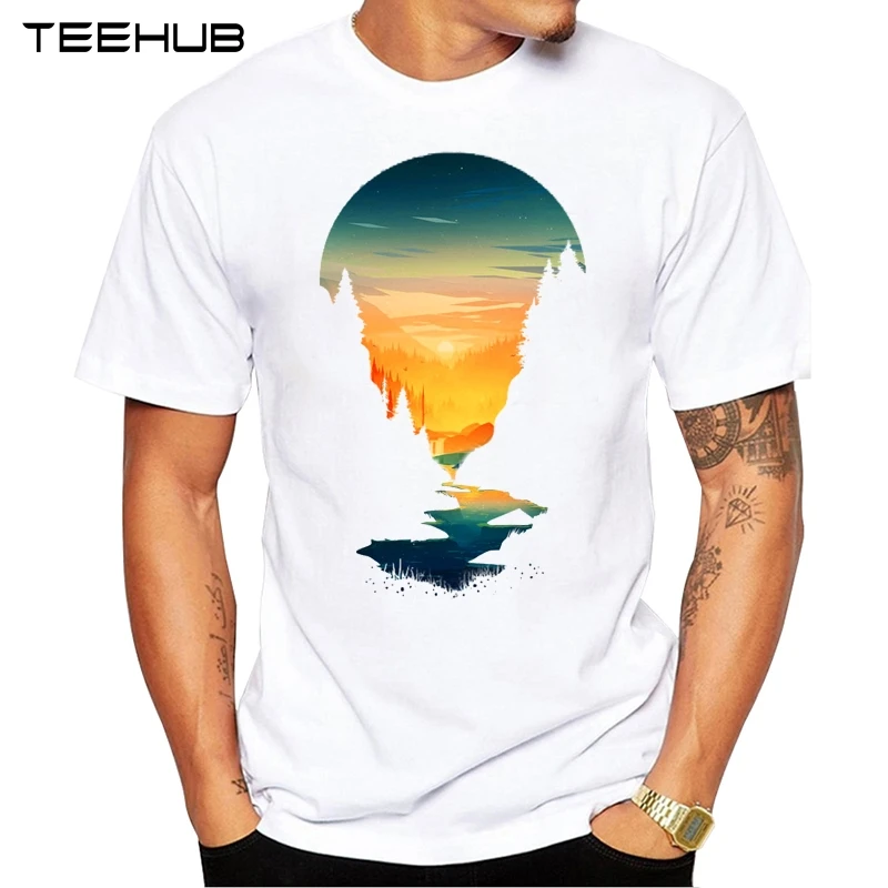 

New Arrivals TEEHUB TEEHUB Cool Men's Fashion Summer Sunset Design T-Shirt Short Sleeve O-neck Tops Hipster Tee