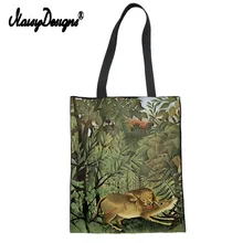 Женские сумки для покупок известный картина Анри Руссо леди на заказ многоразовые сумки обувь для девочек плечо ткань мешок Recycle дружественных мешок