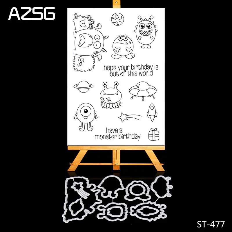 

AZSG Alien Pattern Transparent Silicone Stamp / Seal DIY Clipping / Album Decoration Stamp Cutting Die