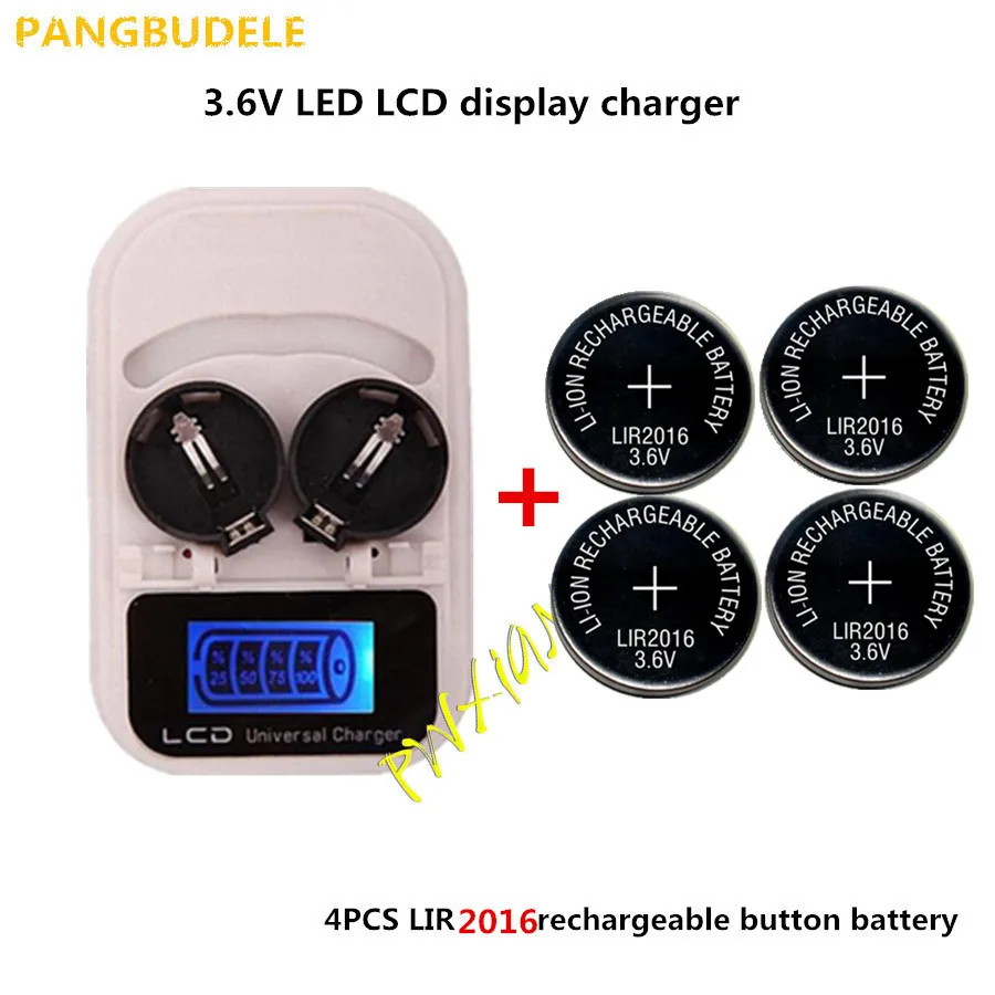 

1PCS charger+4PCSLIR2016, rechargeable LIR2025 LIR2032 LIR2016 3.6V button battery, LED rechargeable display, USB interface