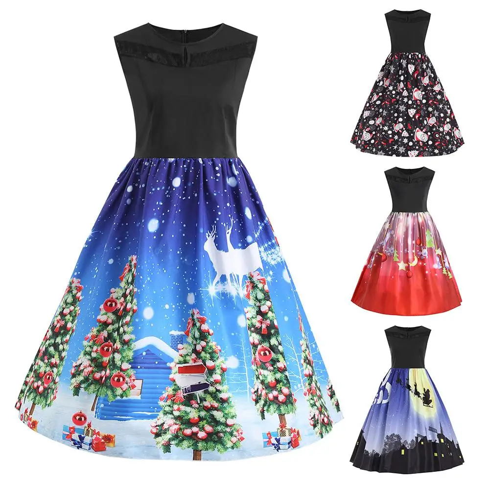 1PCS Christmas Holiday Theme Ladies Santa Claus Costumes Christmas Tree ...