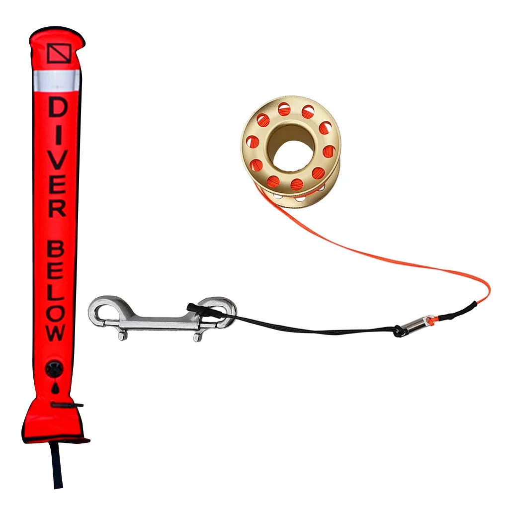 Scuba Diving SMB Surface Marker Buoy Signal Tube With Dive Reel Spool Dive Buoy Underwater Dive Gear Equipment Snorkeling Diver