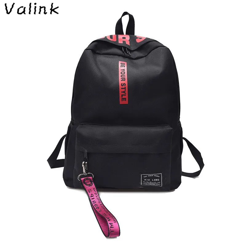 Women's Backpack 2018 New Fashion Canvas Letters Printing Zipper Ribbon Teenager Student School Bag Mochila Feminina | Багаж и сумки