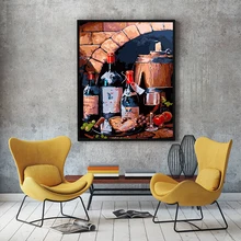 Красное вино стекло свежие фрукты Европейский кухня ресторан отель теплое украшение живопись большая живопись король DIY Цифровая живопись