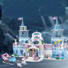 Dream Princess Castle Elsa Ice Castle Princess Anna Set Model Building Blocks Gifts Toys Compatible with Legoings Friends lepin elsa anna ice dream romantic castle 25002 model building blocks cinderella princess castle 25006 city set legoings friends