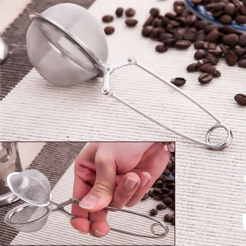 Stainless Steel Spoon Tea Leaves Herb Mesh Ball Infuser Filter Squeeze