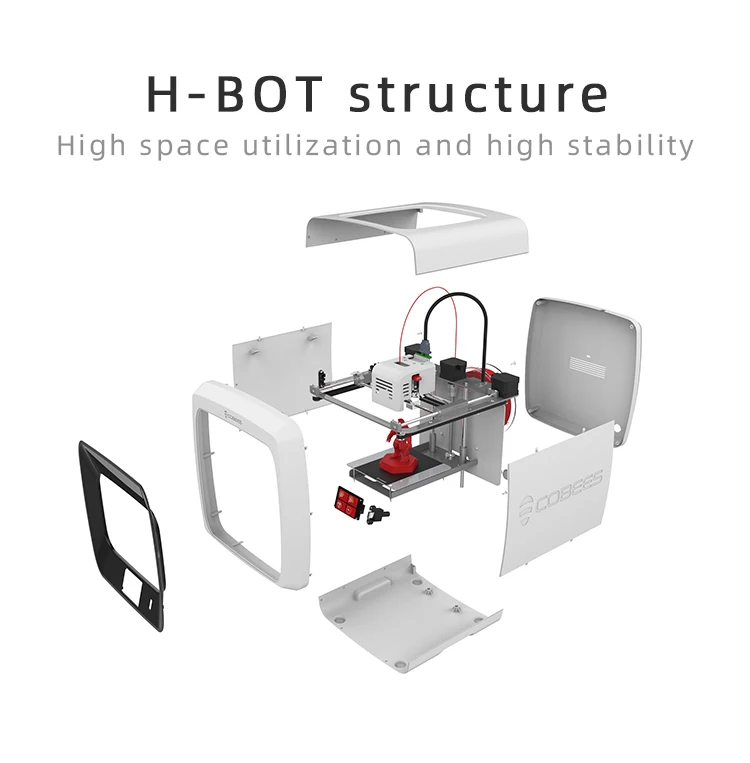 3d принтер COBEES Собранный H-bot структура Высокая точность простой в использовании FDM 3d принтер для образования, семьи и дизайнера