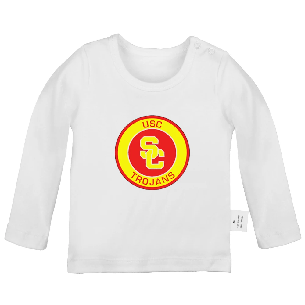 Cute Snow White with Flowers XO NCAA USC Trojans Design Newborn Baby T-shirts Toddler Graphic Solid Color Long Sleeve Tee Tops - Цвет: JaBabyYW705C