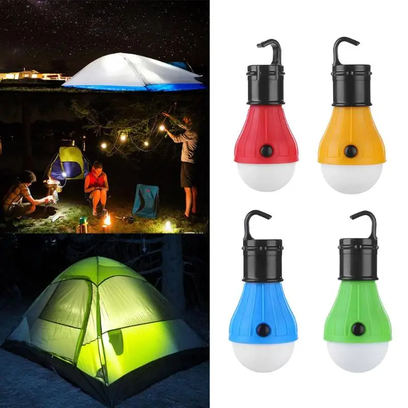 

Mini Portable Lantern Tent Light LED Bulb Emergency Lamp Waterproof Hanging Hook Flashlight For Camping 4 Colors Use 3*AAA