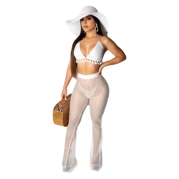 

Spring Summer Women Two Piece Set Top and Pants Plus Size Tracksuit Sweatsuit Outfit Mesh Sexy Lace Top and Long Pants Sets