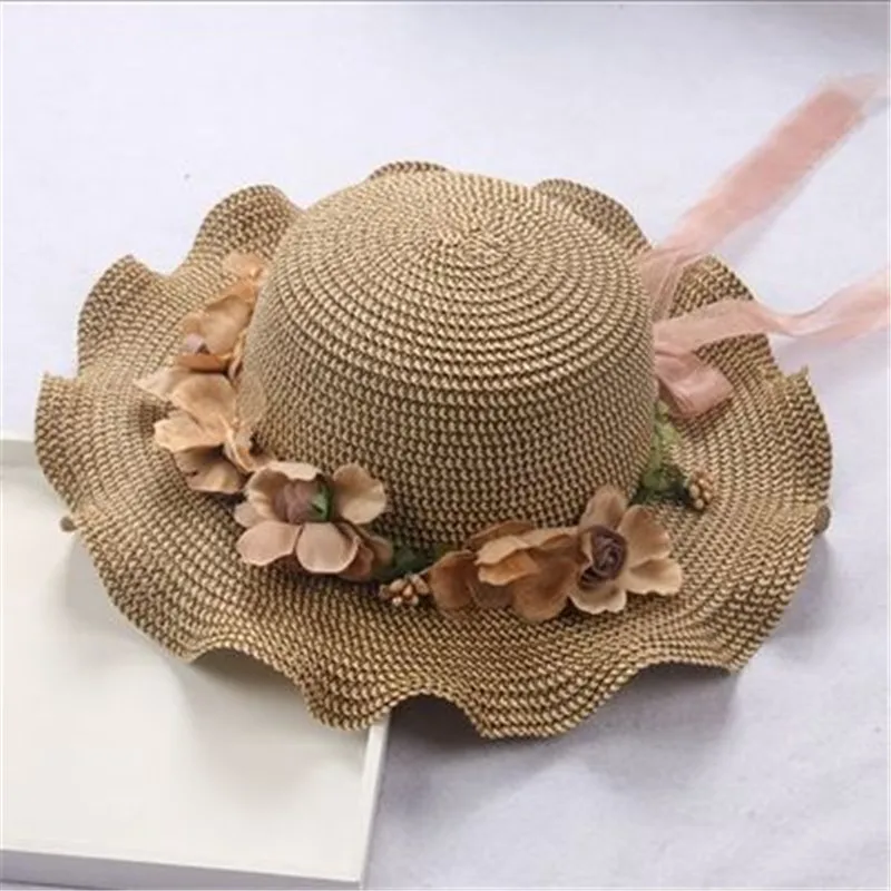 Летние женские соломенные шляпы для девочек, для мамы и дочки, пляжные кепки с цветочным рисунком для девочек, одинаковые комплекты для семьи, летние шляпы от солнца H0808
