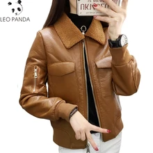 Искусственный Мех животных теплое пальто Для женщин искусственная Босоножки из искусственной PU кожи плюс Размеры зима берберский велюра Ширлинг Пальто для будущих мам на молнии утепленная верхняя одежда cy49