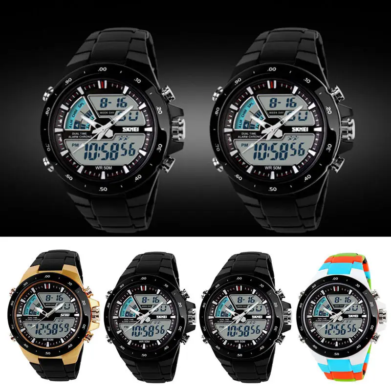 Fashion Men Sports Date Analog Quartz Faux Leather Stainless Steel Wrist Watches