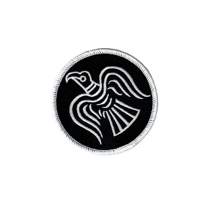 Glow Dark Rare Viking Raven Banner Odin God of War Embroidered Hook-and-Loop Toppa Patch 