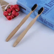 1 шт. персональный экологичный Бамбук Зубная щетка из древесного угля для здоровья полости рта низкоуглеродистой средней мягкости щетиной деревянной ручкой зубная щетка