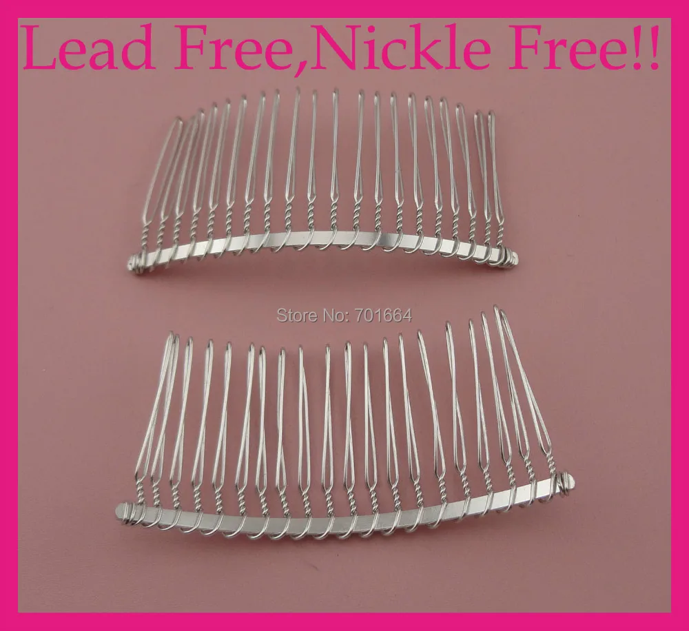 20PCS Silver 20teeth Plain Metal Hair Combs for DIY bridal hair accessories Handmade crown tiara material Lead free Nickle |