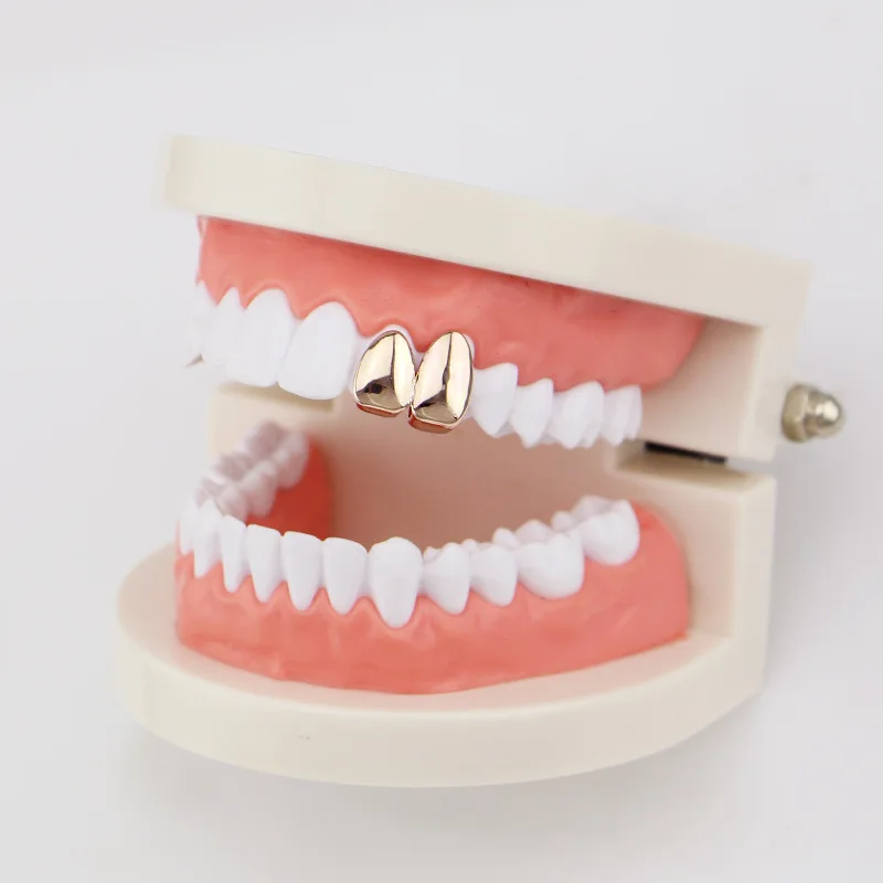 Зубы Grillz хип хоп 14 к позолоченные маленькие однозубные колпачки Нижняя