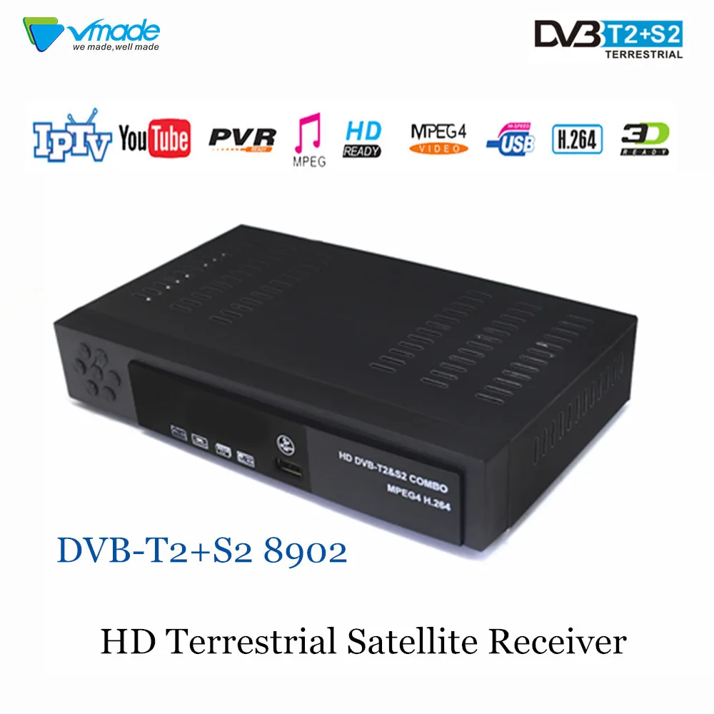

Vmade Fully HD Digital Terrestrial Satellite TV Receiver DVB-T2+S2 Combo Receiver Support BISS YouTube H.264 DVB T2 S2 Receiver