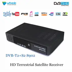 Vmade полностью HD цифрового наземного Спутниковое ТВ приемник DVB-T2 + S2 комбинированный приемник Поддержка BISS YouTube H.264 DVB T2 S2 приемник