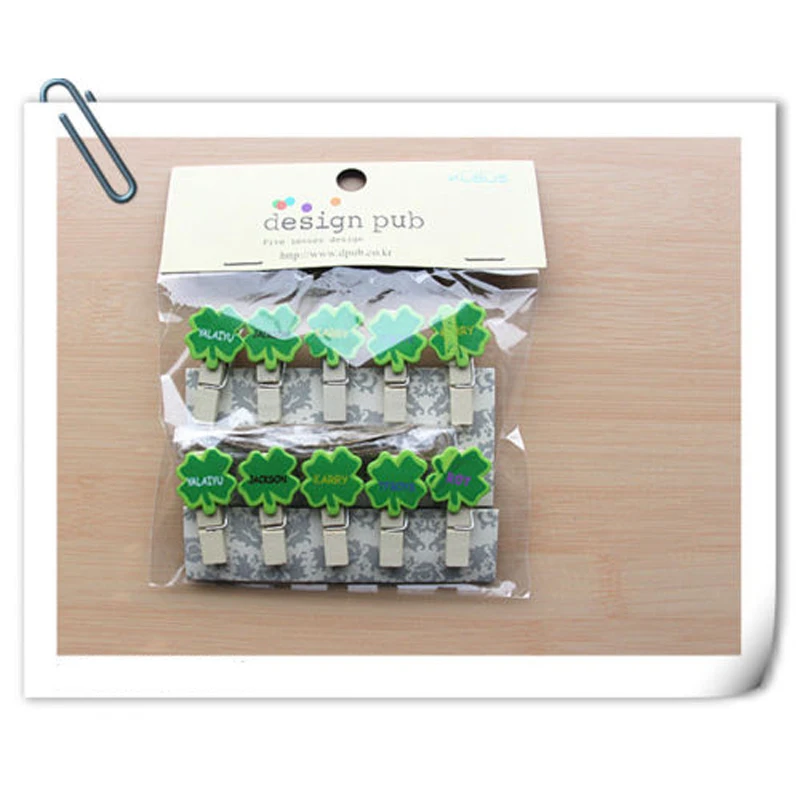 10 pcs/lot Mini Animated cartoon Wooden Clip Paper Craft diy Clips with Photo Hanging Spring Clip message card memo clip