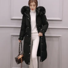 Женская зимняя куртка новое поступление длинный пуховик с лисьим меховым воротником теплая парка зимнее пальто для женщин
