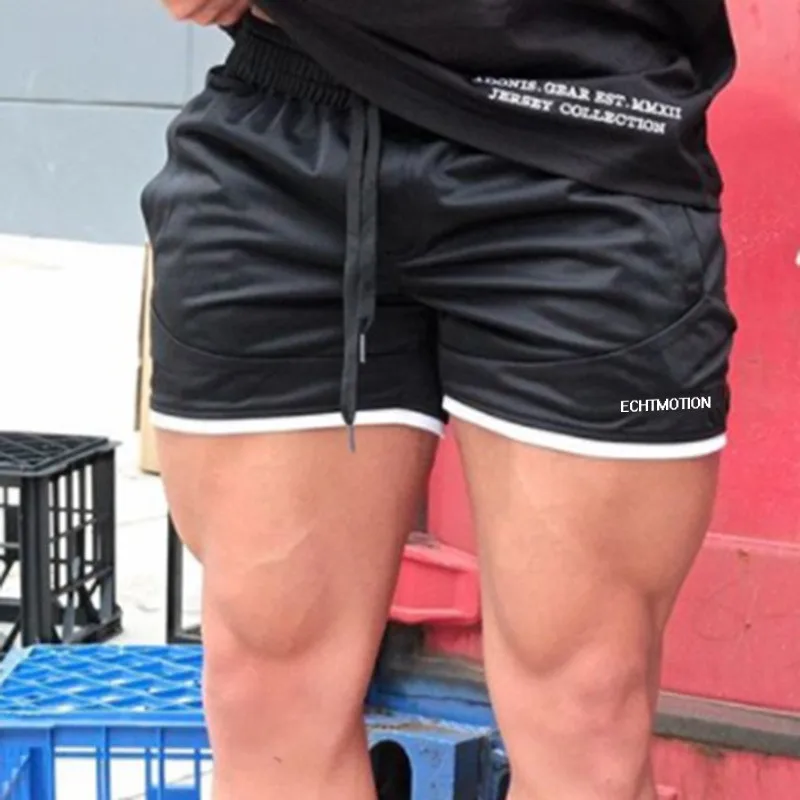 YEMEKE New Men Gyms Shorts Stitching fitness Bodybuilding