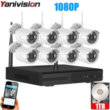 IP Беспроводная система видеонаблюдения 2 м 8ch HD Wi-Fi NVR комплект Открытый ИК ночного видения IP Wifi камера система безопасности наблюдения Yanivision