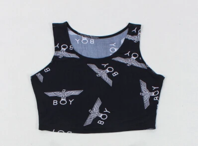 Free Shipping X-205 New Fashion Cropped 2015 Women Summer Bustier Crop Top London Eagle Punk Sport Tops Sexy Fitness | Женская одежда