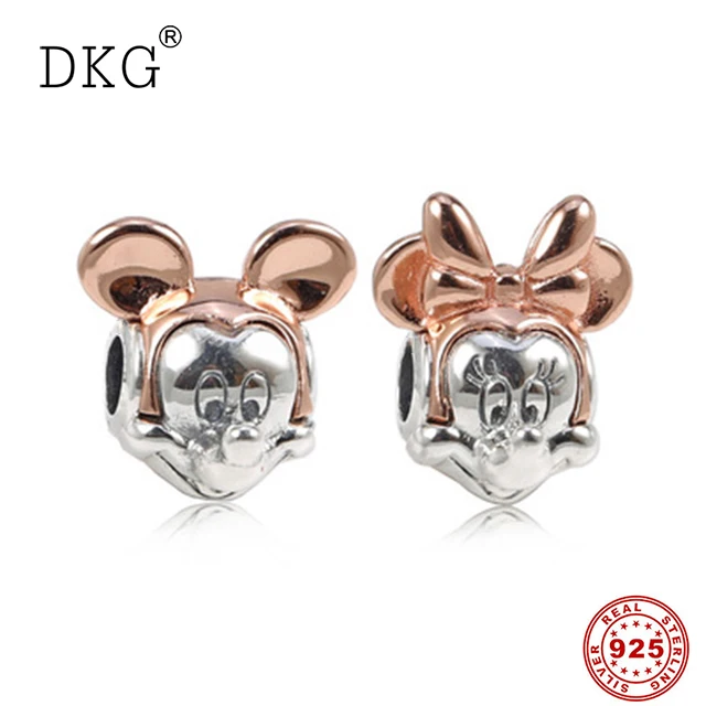 

2019 New 925 Sterling Silver Fashion Cute Animal Cartoon Little Mouse Portrait Beaded Fit for Pandora Bracelet DIY Jewelry