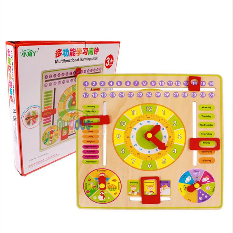 

Calendar Alarm Clock Multifunction Wooden Abacus Children Learning Developmental Wood Clock Kids Baby Intelligence Toy Gift