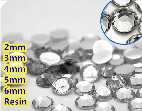 Crystal Clear Facetas Plano Voltar Resina Rhinestone 2mm 3mm 4mm 5mm 6mm Nail Art Gemas Decoração Cor