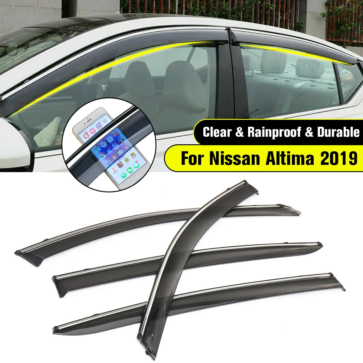 

4pcs/set Window Sun Visor Rain Guard Deflector Shade for Nissan for Altima 2019 Only Exterior Parts Rainproof Guard