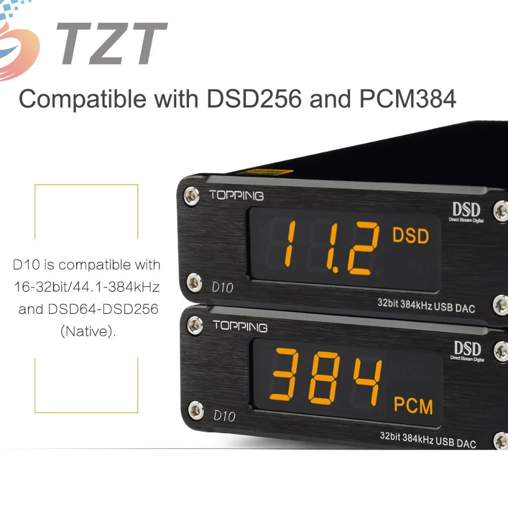 TZT D10 USB DAC DSD HiFi 32 бит 384 кГц CSS XMOS XU208 ES9018K2M OPA2134 аудио усилитель декодер